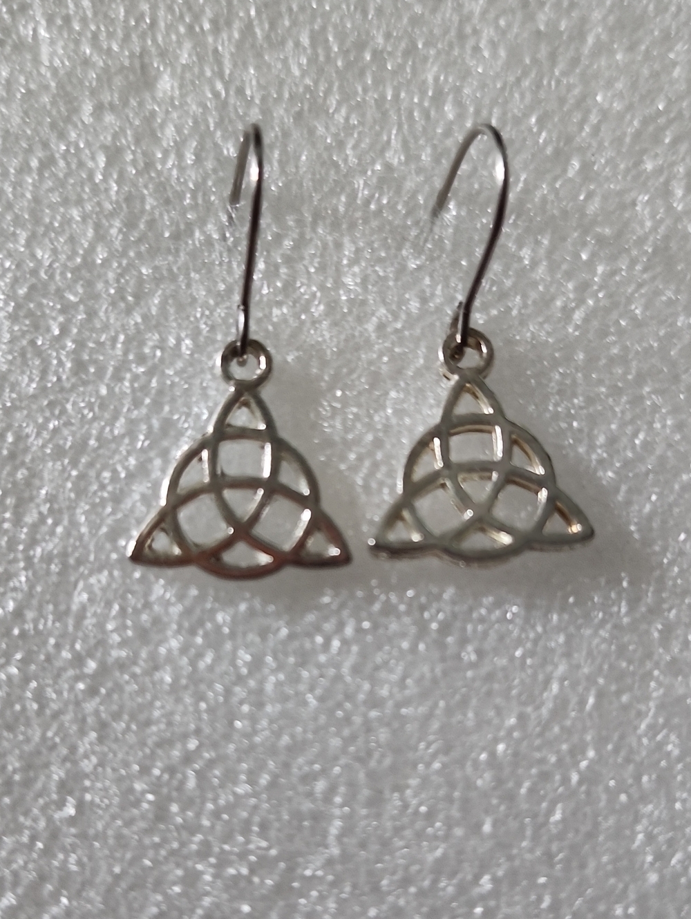 Hand Crafted Silver Tone Celtic Knot Dangle Earrings